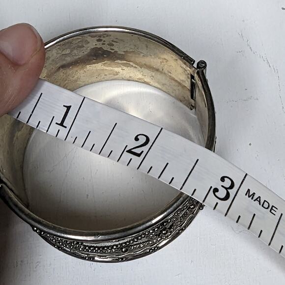 Metal Bangle with Mesh and Bead Accents - Picture 5 of 5